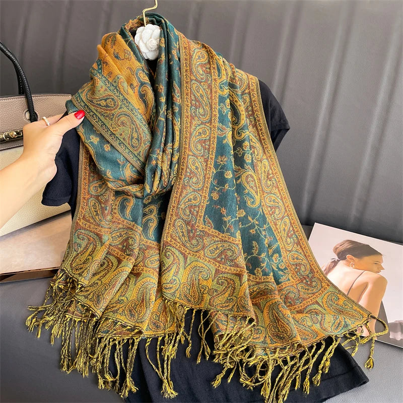 Pashmina Wrap Cashmere-look Women's 70x190cm Soft Winter Scarf Four Seasons Warm Foulard Elegant Scarf | Sansoti