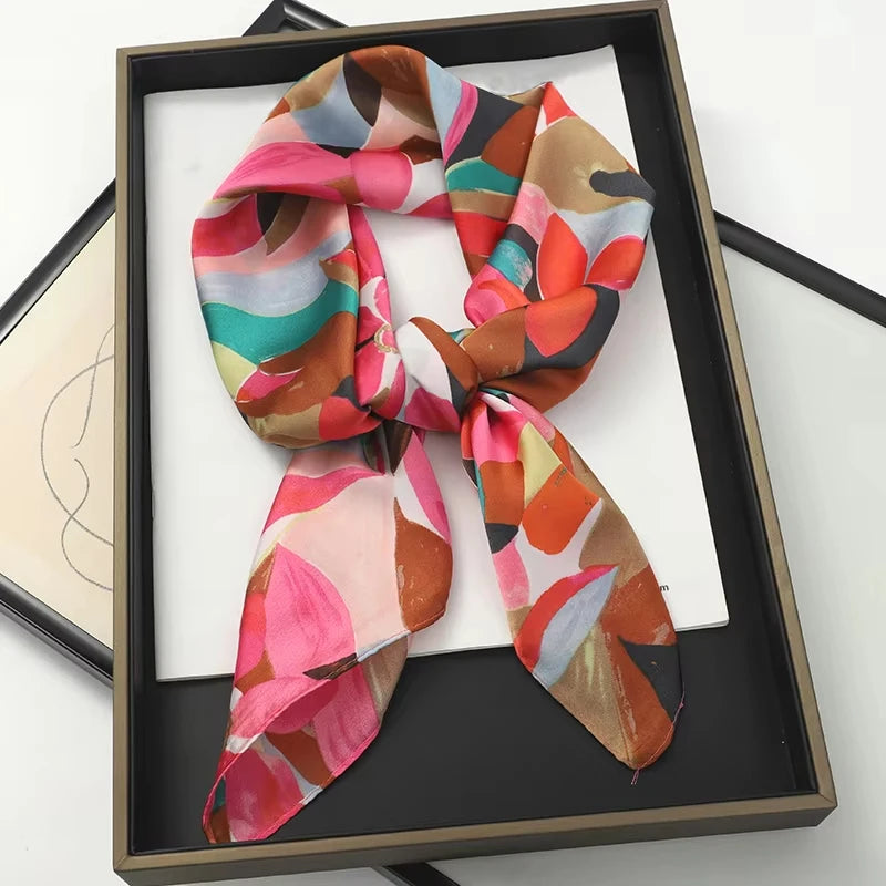 Square Satin Scarf 70x70 cm Women's Headband Neck Scarf Hijab Headband Soft Polyester Elegant Stylish | Sansoti
