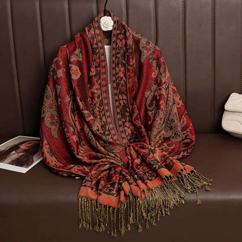 Pashmina Wrap Cashmere-look Women's 70x190cm Soft Winter Scarf Four Seasons Warm Foulard Elegant Scarf | Sansoti