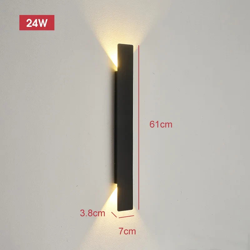 Aluminium-Außenwandleuchte mit LED, 18 W, schwarz, wasserdicht, IP65, moderne Beleuchtung für Terrasse, Garten und Balkon | Sansoti