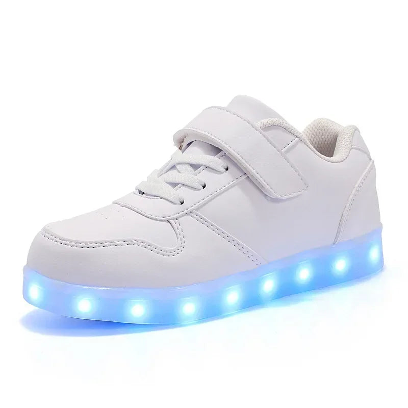LED Kinderschoenen Sneakers Synthetisch Rubber Roze Met Licht Speelgoed Schoenen Klittenband Verlichting Kinderen | Sansoti