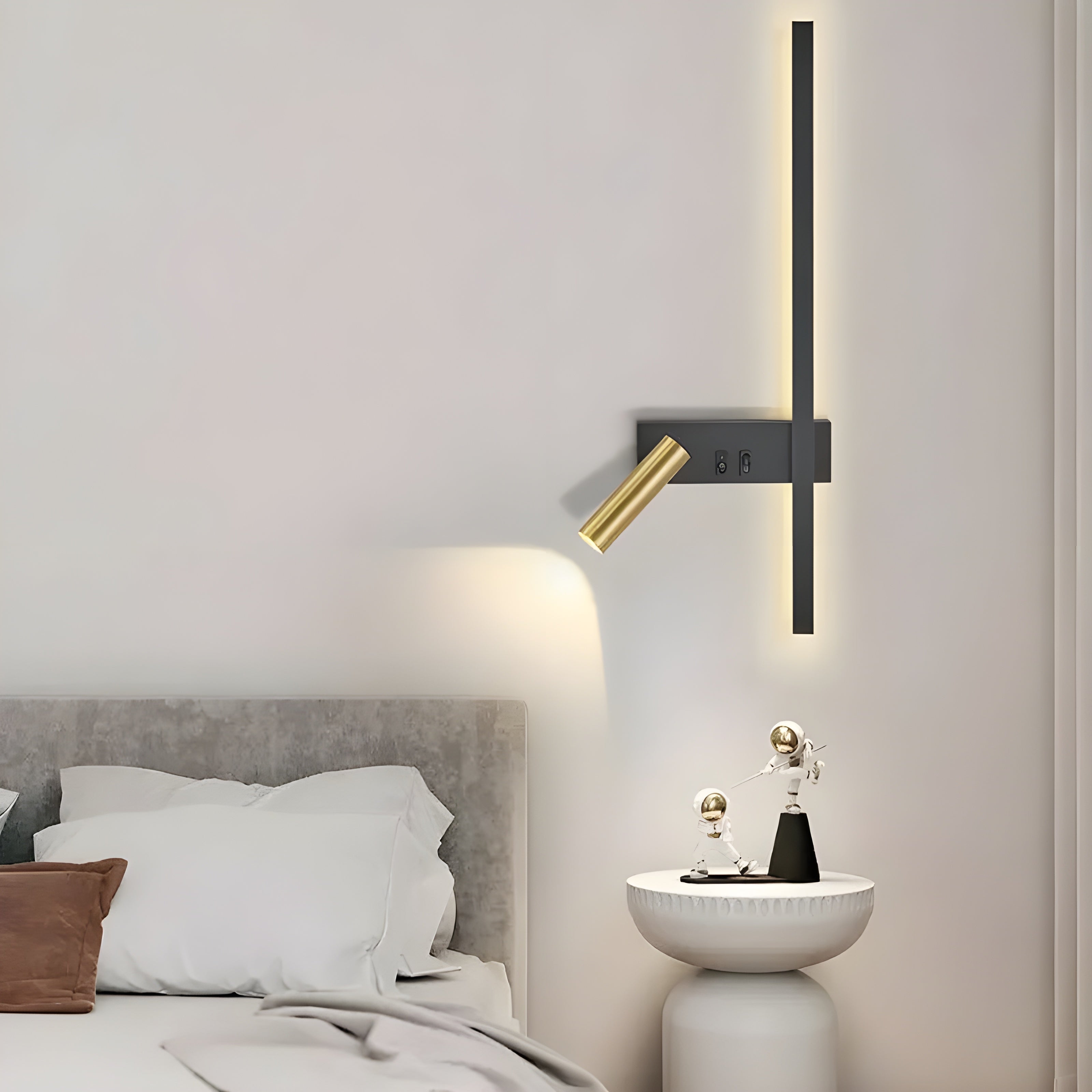 Wandlampe LED Schwarz Gold Mit Schalter Up Down Light | Restfield