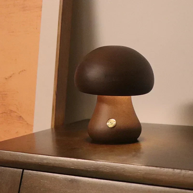 Lampe de table champignon rechargeable avec variateur tactile et lumière LED chaude pour chambre, chambre d’enfant ou salon | Sansoti