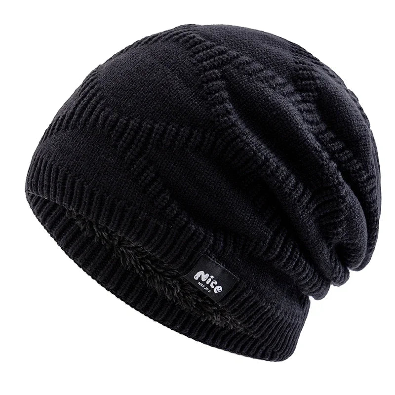 Gebreide Wintermuts Unisex Fleece Gevoerd Slouchy Beanie Volwassenen Breipatroon Outdoor Hoofddeksel | Sansoti
