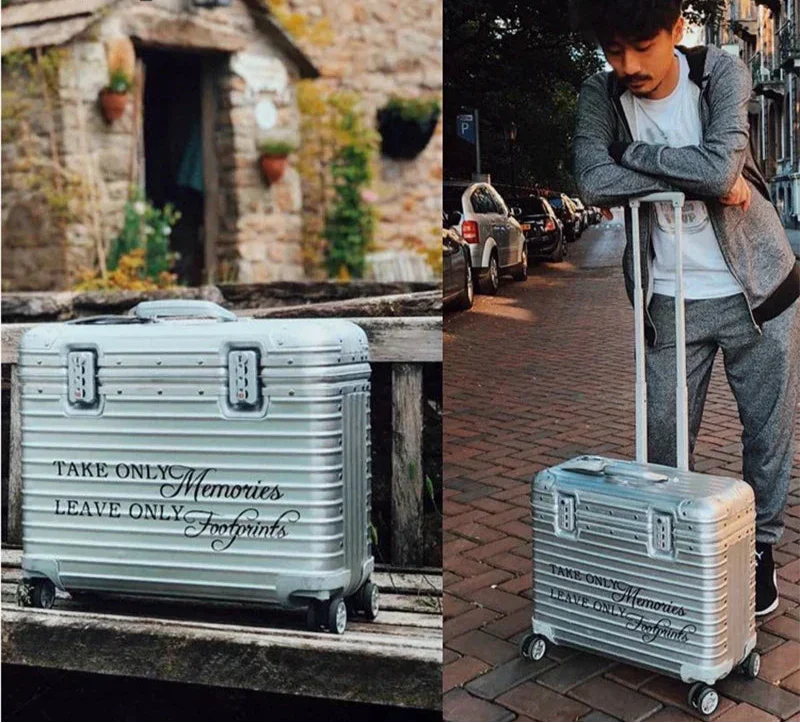 Valise rigide de voyage en aluminium-magnésium, serrure TSA, roues à 360°, bagage cabine, vacances, voyage d’affaires, trolley | Sansoti