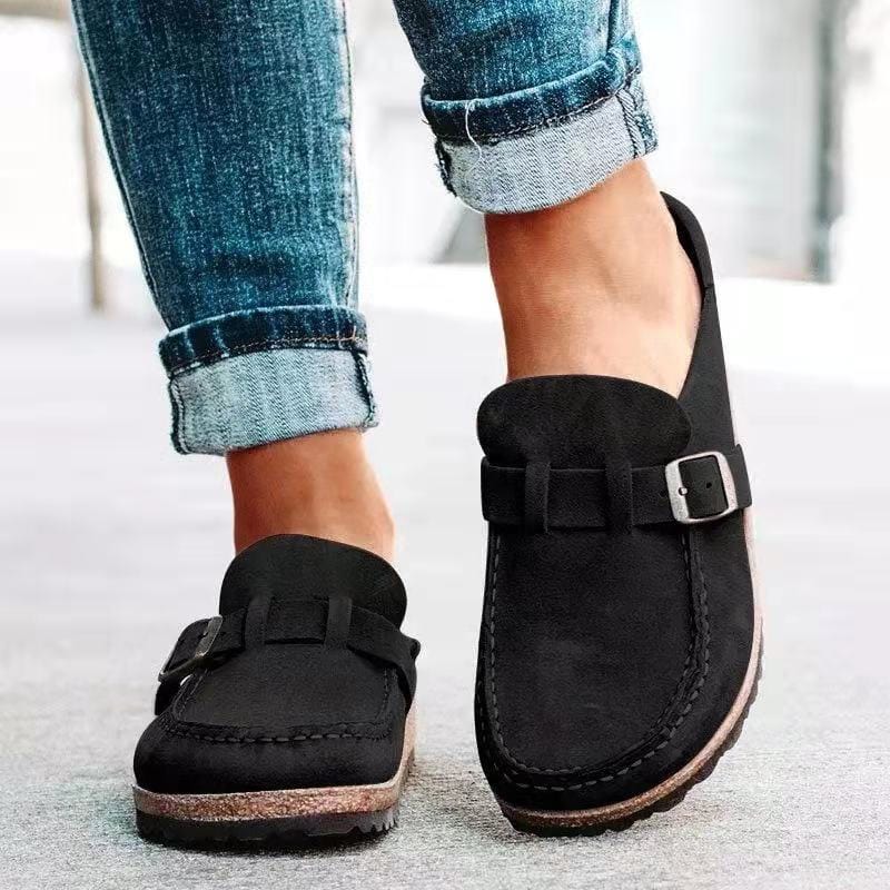 Retro Suède Slippers met Comfortabel Voetbed Zwart Groen Khaki Oranje Paars Maat 35-42 Dames Heren Unisex | Sansoti