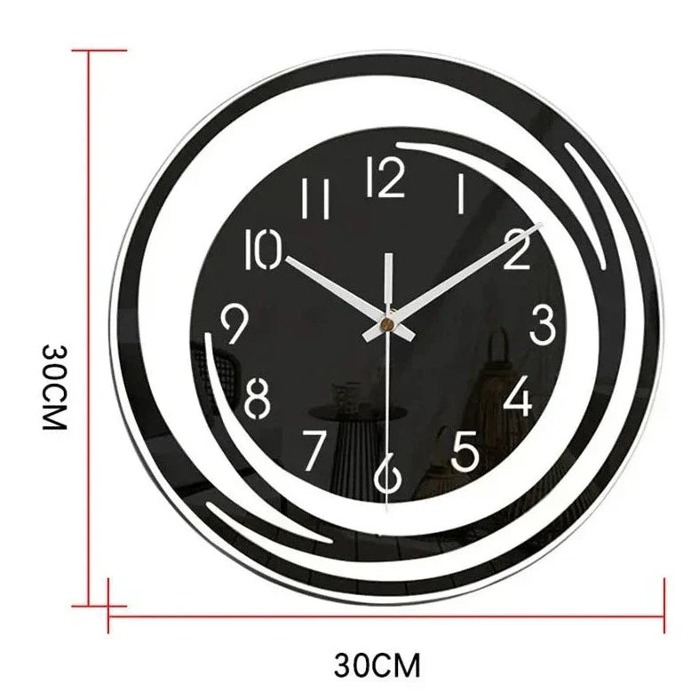 Wandklok Zwart Acryl - Modern Geometrisch Design - Stil Mechanisme - Scandinavisch Tijdloze Elegantie | Sansoti