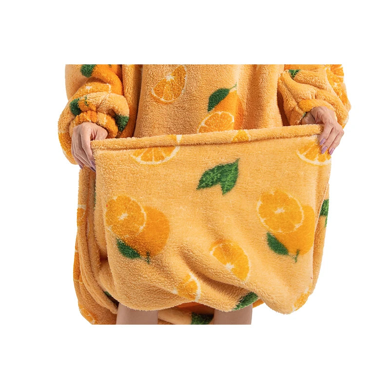 Sherpa Fleece Deken met Mouwen en Capuchon 140cm Draagbare Oversized Huisdeken XXL Comfortabel Warme Deken | Sansoti