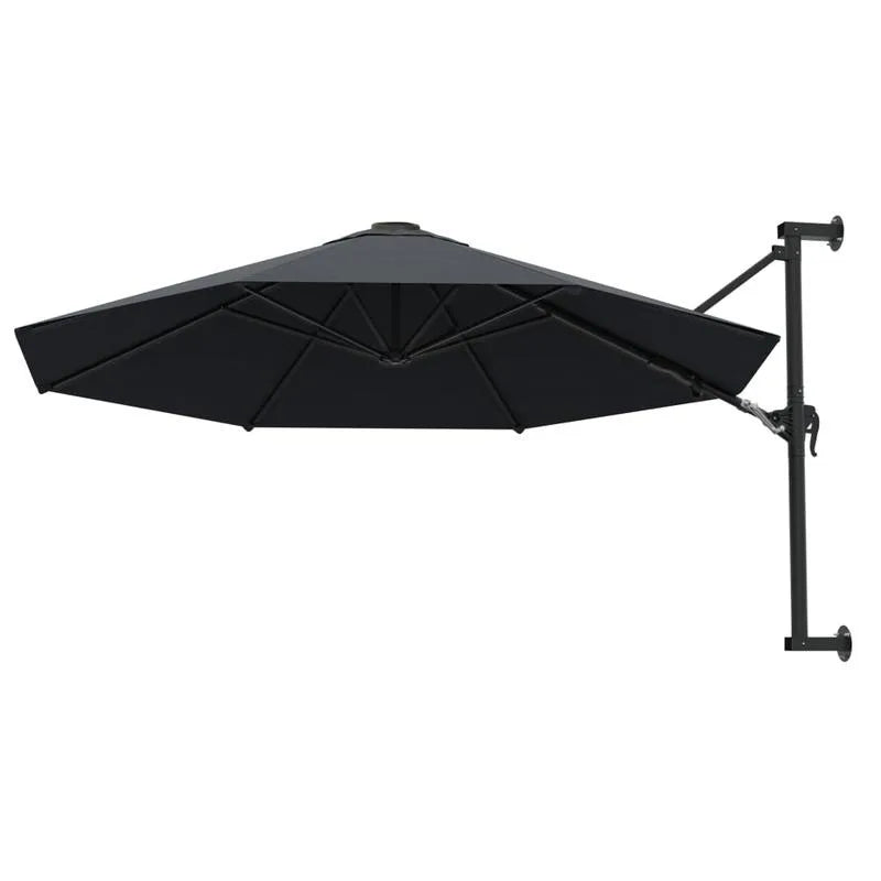 Półokrągła markiza ścienna 300 cm antracytowa na balkon, taras i do ogrodu, parasol z mechanizmem korbowym, ochrona UV | Sansoti