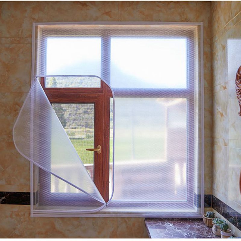 Doppelschichtige Fensterfolie mit selbstklebendem Reißverschluss für optimale Wärmeisolierung, transparent, energiesparend | Sansoti