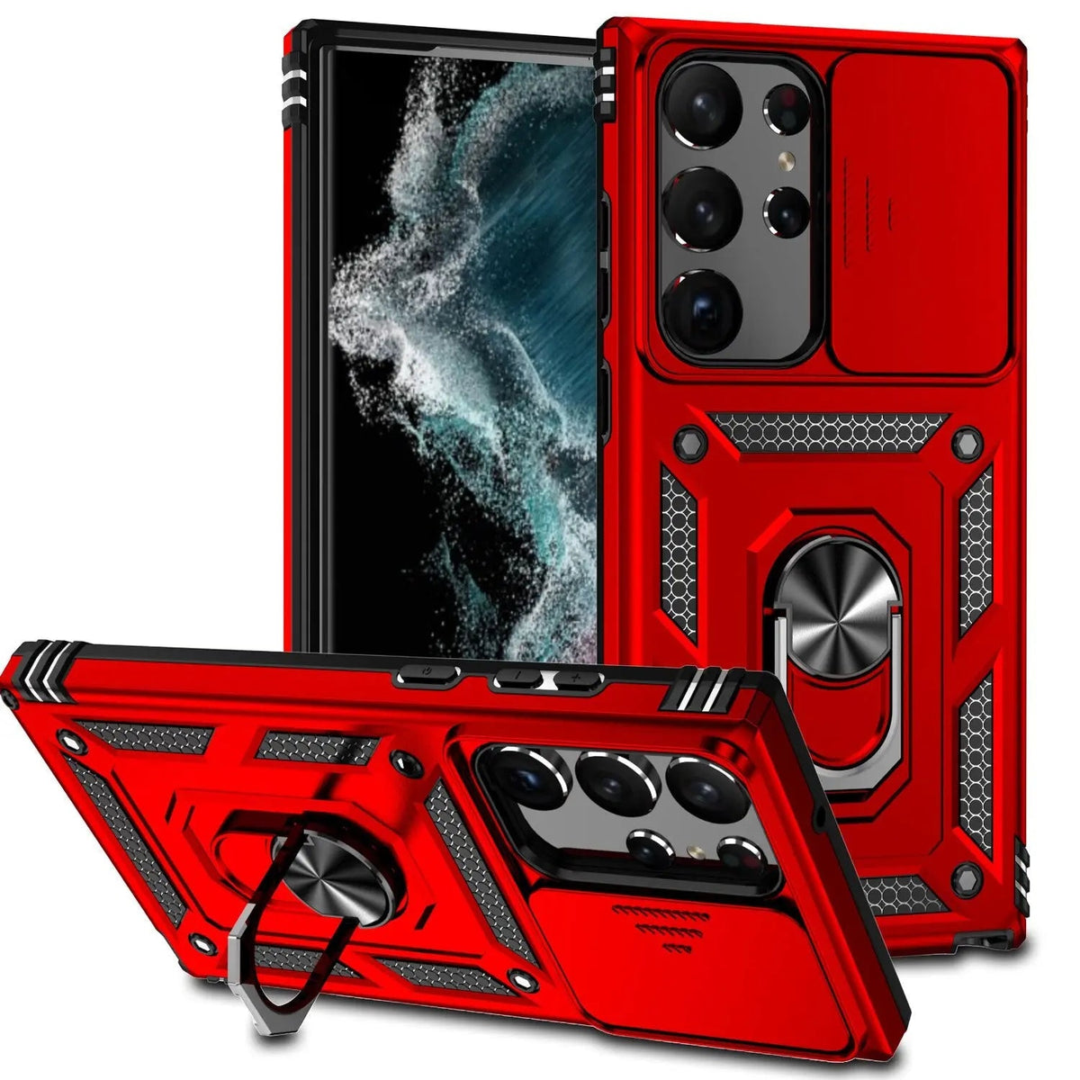 Protective Smartphone Case with Stand and Camera Protection for Galaxy S23 Series Black Blue Gold Protective | Sansoti