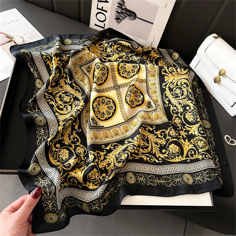 Quadratisches Halstuch 70x70 cm aus Polyester, multifunktionales Haarband und Halstuch für den Hals, Damen, vier Jahreszeiten, dekorativ | Sansoti