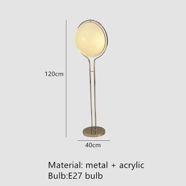 Vloerlamp Bol Wit Acryl Chroom Metaal Art Deco Design E27 LED | Sansoti