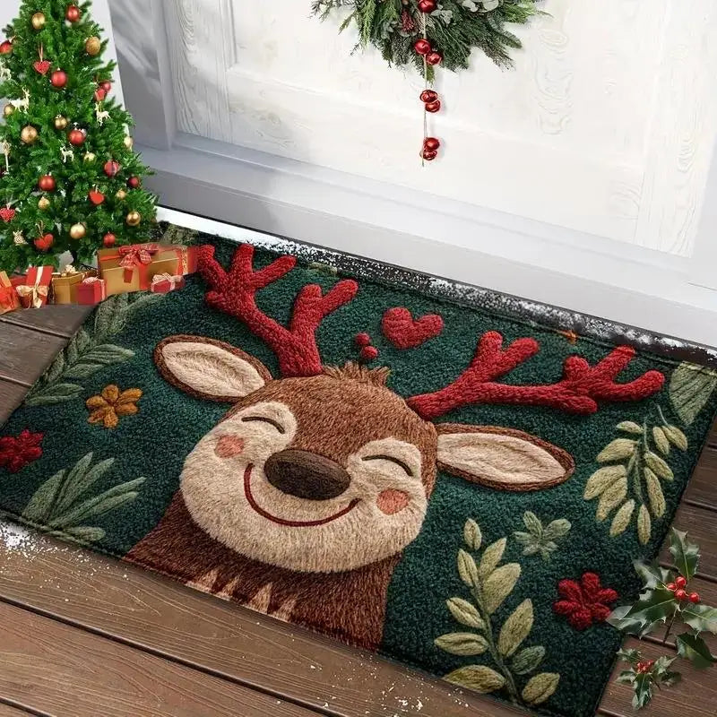 Kerstmat Deurkleed 40x60cm Antislip Feestelijke Entree Decor Kerstman Sneeuwpop Winter Seizoen Deurmat | Sansoti