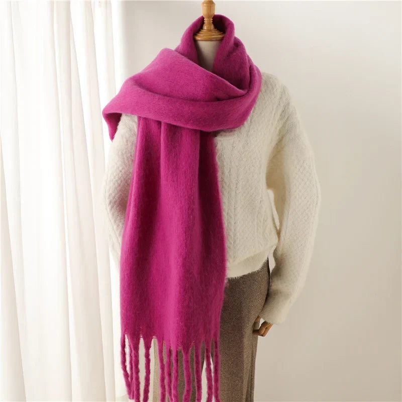 Luxe Wintersjaal met Grote Kwasten Dames 240x38cm Cashmere-Look Warme Halsdoek Stola voor Feestdagen Winter | Sansoti