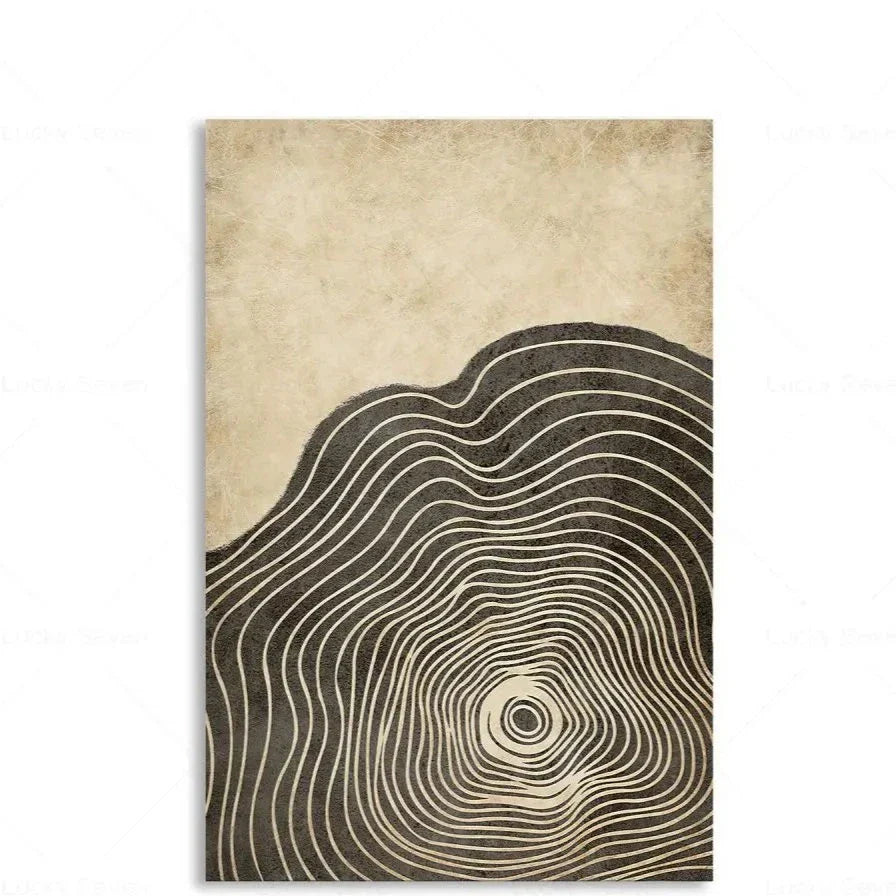 Abstract Canvas Schilderij met Boomringen Patroon - Moderne Wanddecoratie - Natuurlijke Kunst voor Woonkamer en Slaapkamer | Sansoti