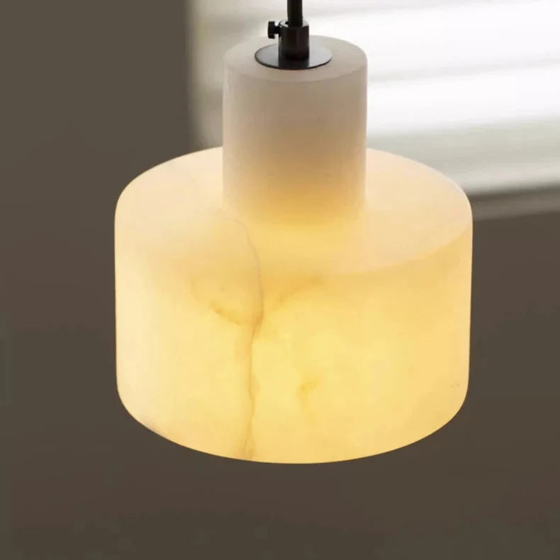 Suspension en albâtre naturel, design boule, 14-16 cm, éclairage d’ambiance pour salon, salle à manger et chambre, LED E27 | Sansoti
