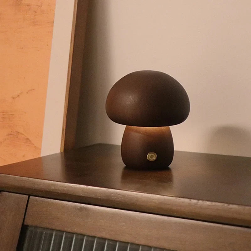 Lampe de table champignon rechargeable avec variateur tactile et lumière LED chaude pour chambre, chambre d’enfant ou salon | Sansoti