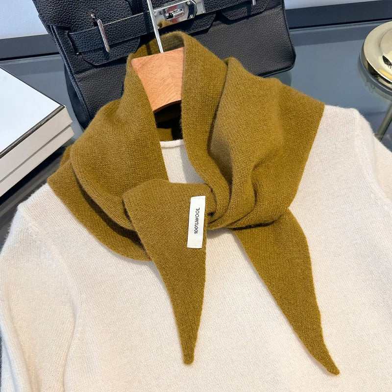 Knitted Woolen Triangle Scarf for Women, Winter-Warm Soft Neck Wrap, Solid-Color Design, Comfortable and Stylish | Sansoti