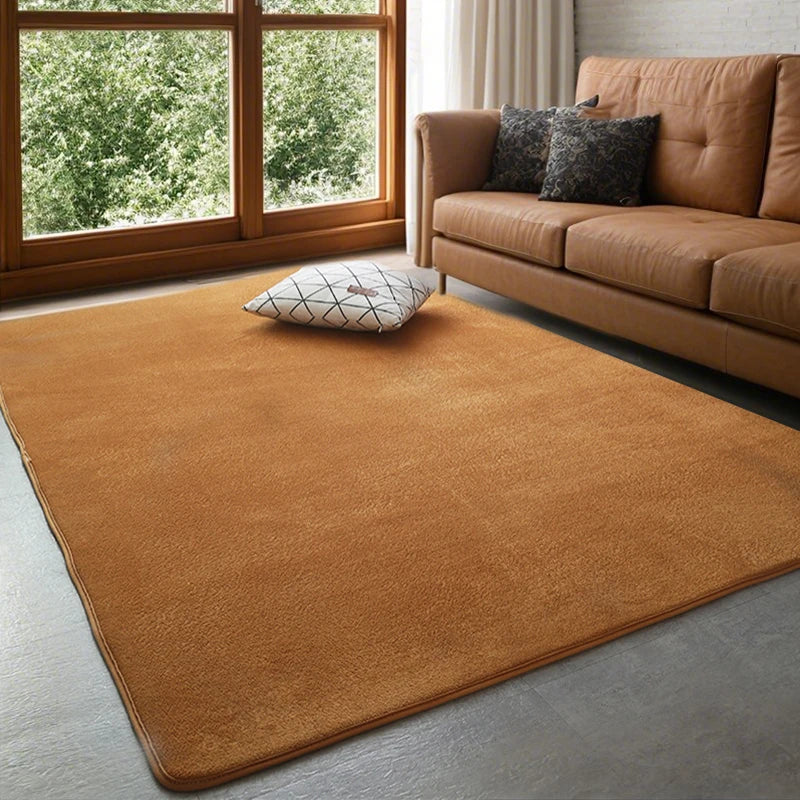Tapis en velours corail antidérapant rectangulaire, doux et moelleux, pour salon et chambre à coucher, style scandinave | Sansoti