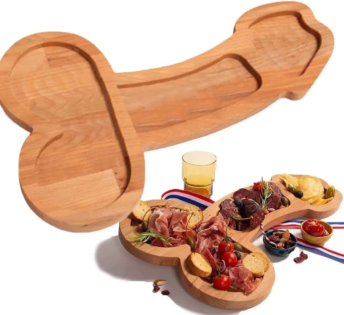 Multi-Compartment Dark Wood Serving Board – Practical Snack Board with Multiple Sections for Appetizers & Dips | Sansoti