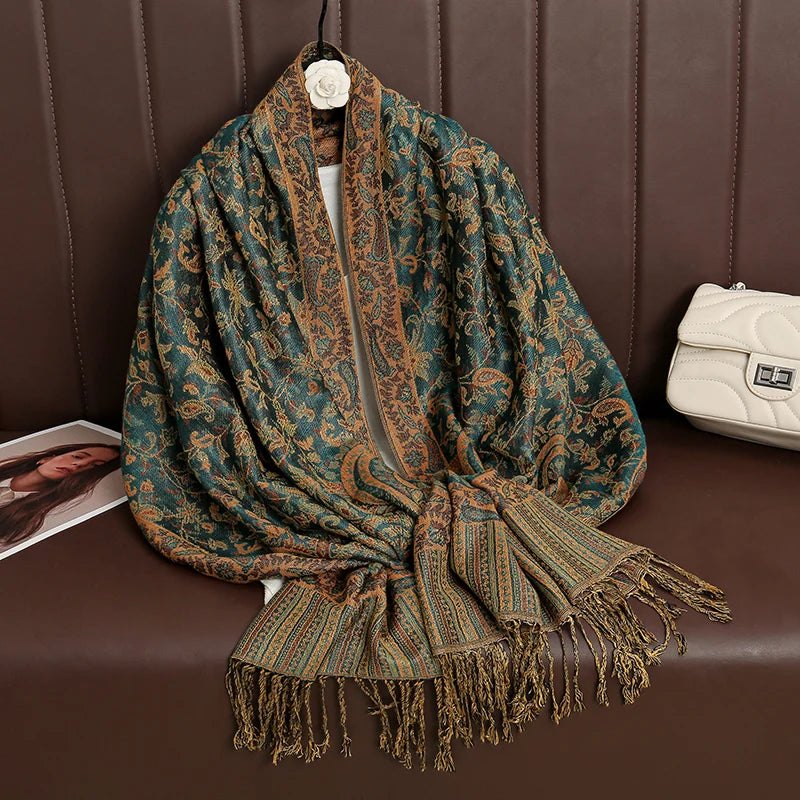 Pashmina Wrap Cashmere-look Women's 70x190cm Soft Winter Scarf Four Seasons Warm Foulard Elegant Scarf | Sansoti