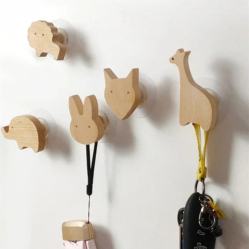 Wandhaken Hout Dieren Zelfklevend Kinderkamer Kapstokhaak Scandinavisch Design Kapstokhaakjes Muur Decoratie | Sansoti