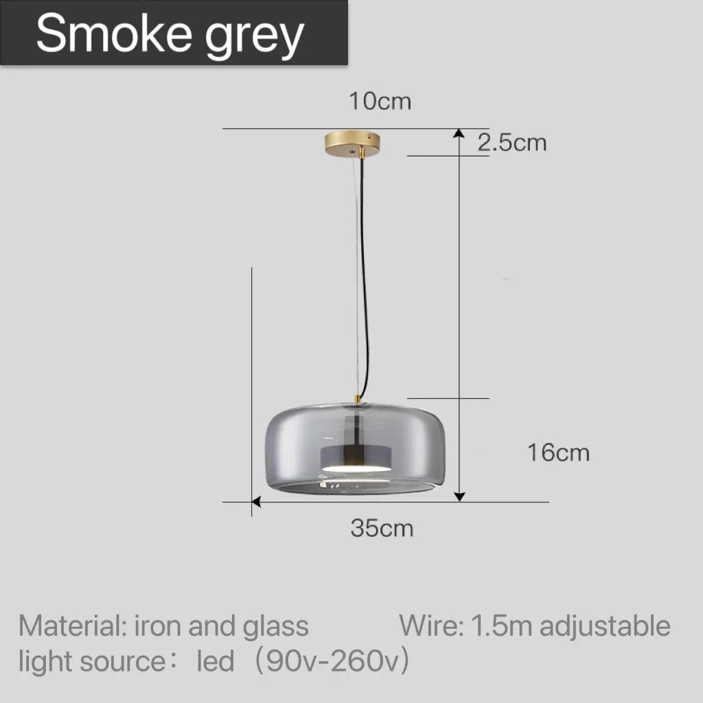 Scandinavische Glazen Hanglamp – Warm Sfeerlicht met Amber, Helder of Grijs Glas – Ø 15, 25 of 35 cm – Moderne Verlichting voor Keuken, Eetkamer en Woonkamer | Sansoti
