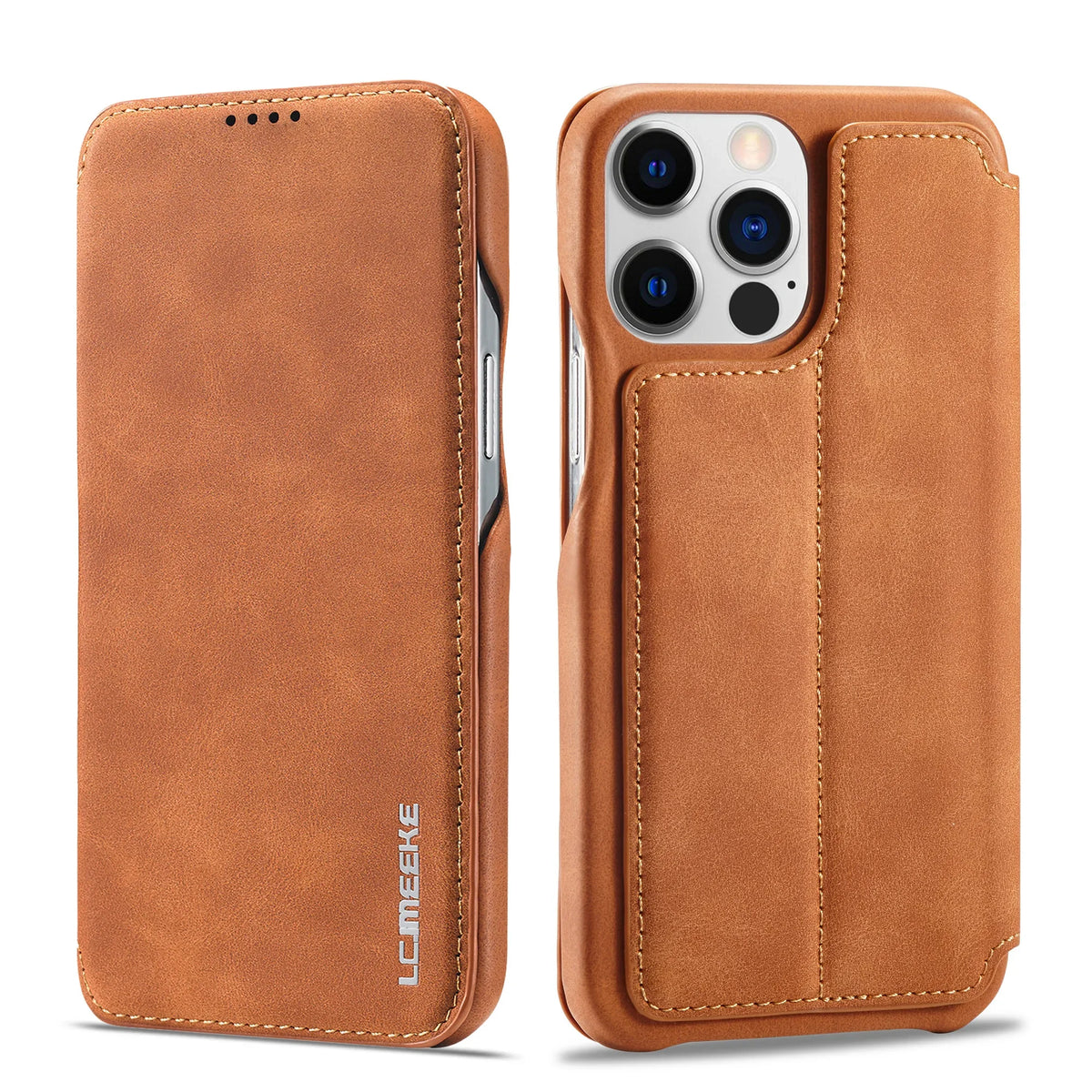 Étui portefeuille à rabat en cuir avec fente pour carte pour divers modèles de smartphones, étui portefeuille compact | Sansoti