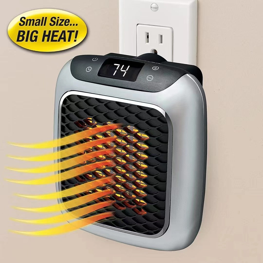 Compact Wall-Mounted Heater 800W Portable Space Heater LED Display Energy-Efficient Aluminum | Sansoti