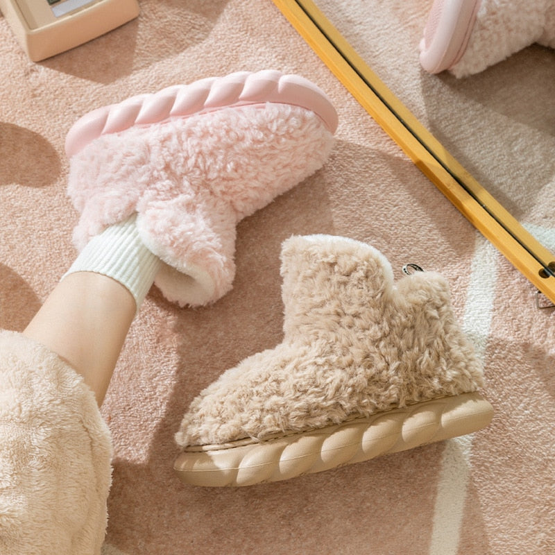 Pantoufles douces pour femmes avec mousse à mémoire de forme, antidérapantes, chaussures d'intérieur d'hiver à doublure en peluche, confortables | Sansoti