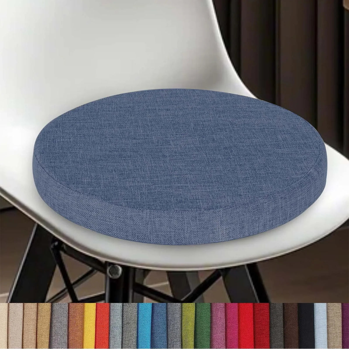 Cojín redondo de algodón y lino lavable con cremallera, 30-60 cm, para comedor, taburete de bar, cocina, oficina y silla de jardín | Sansoti