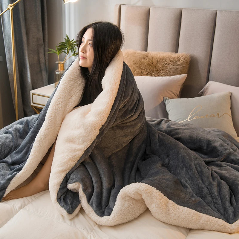Wollplaid Decke | Warm & Weich | Wendbar | Für Bett, Sofa & Winter