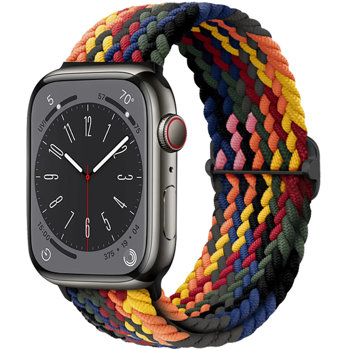 Elastisch gevlochten nylon smartwatch-bandje, 38–49 mm, verstelbaar en ademend, sportband voor Apple Watch | Sansoti