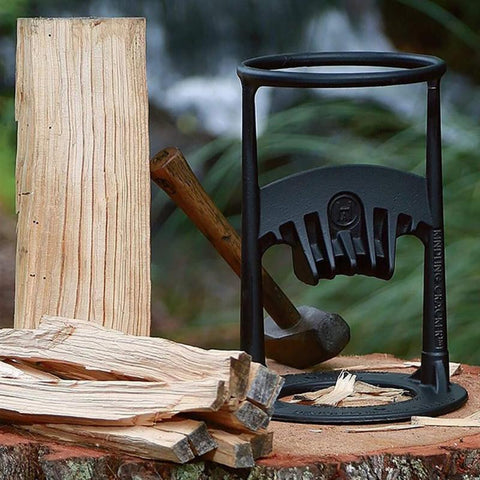 Handmatige Houtsplijter Staal 20cm Diameter Zwart Haardhout Openhaard Camping Tuin Veilig Compact Kloofwig | Sansoti