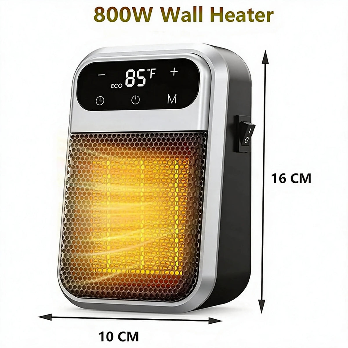 Compact Ceramic Heater 800W with Timer & Thermostat - Energy-Efficient Bathroom Heating for Small Spaces | Sansoti