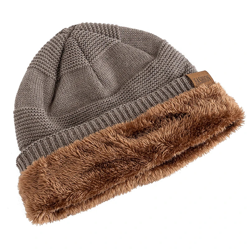 Knitted Slouchy Beanie Winter Hat Lined with Fleece Unisex Casual Streetwear Adults Head Circumference 56-60cm | Sansoti
