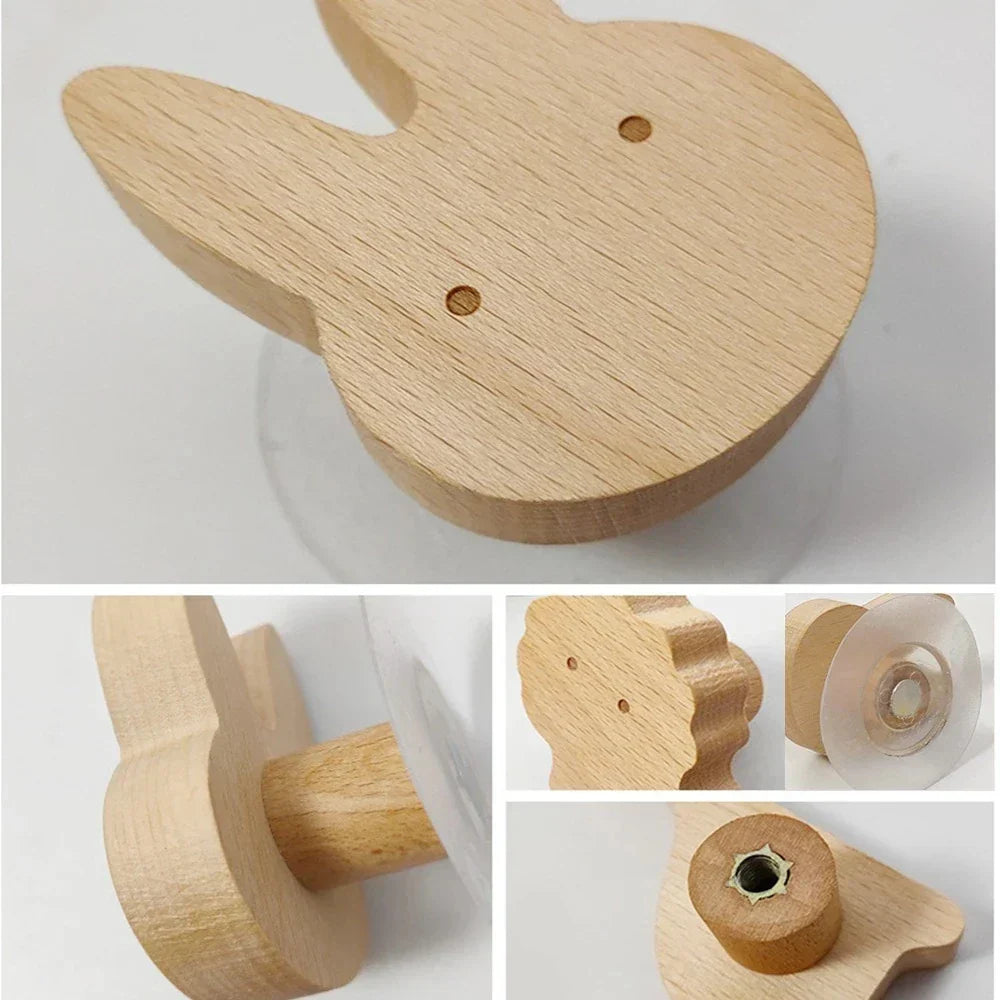 Wandhaken Hout Dieren Zelfklevend Kinderkamer Kapstokhaak Scandinavisch Design Kapstokhaakjes Muur Decoratie | Sansoti