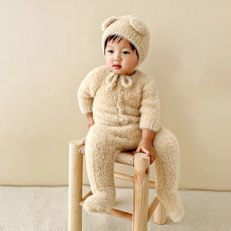 Combinaison bébé en peluche motif ours, vêtement d’hiver unisexe pour nouveau-né et tout-petit, combinaison chaude et douce | Sansoti