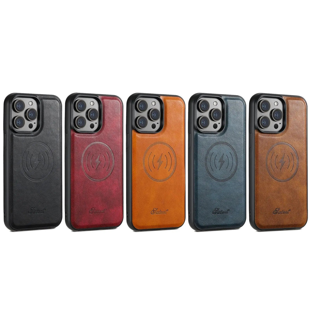Leather Wallet Phone Case iPhone 15 Pro Max Black Brown Blue Red Khaki Cardholder Flip Case | Sansoti