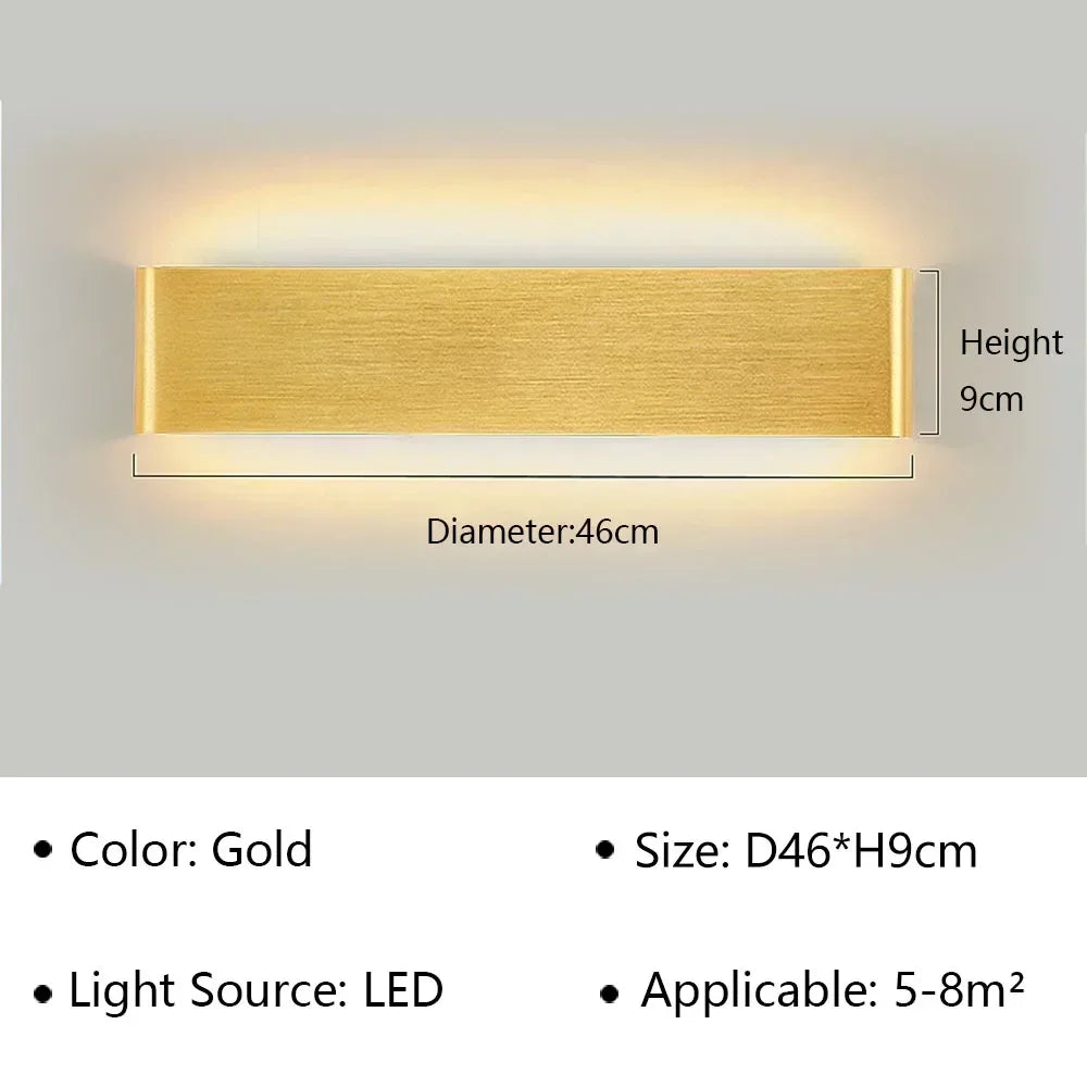 LED Wandlamp Modern Aluminium Acryl 30cm Warm Wit Zwart Goud Slaapkamer Hal Badkamer Minimalistisch Design | Sansoti