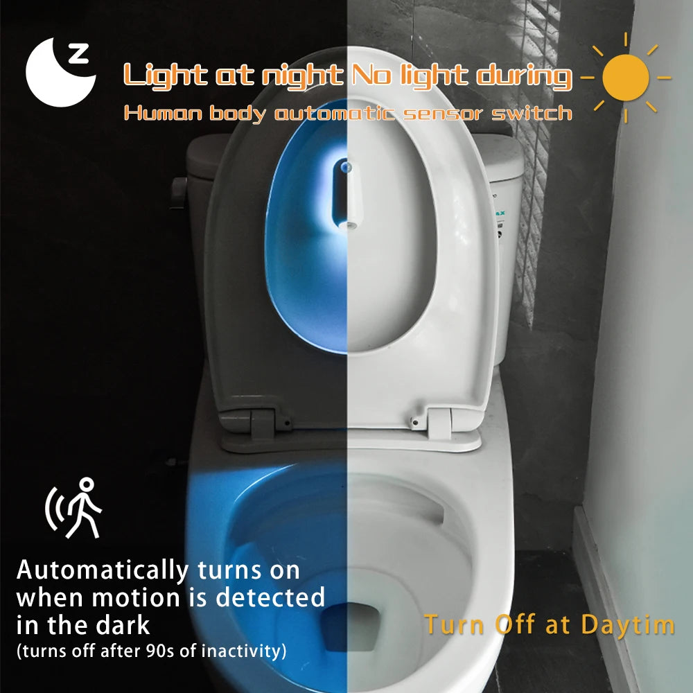 Toilet Nachtlampje Met Bewegingssensor RGB 7 Kleuren Oplaadbaar Waterdicht IPX3 | Sansoti