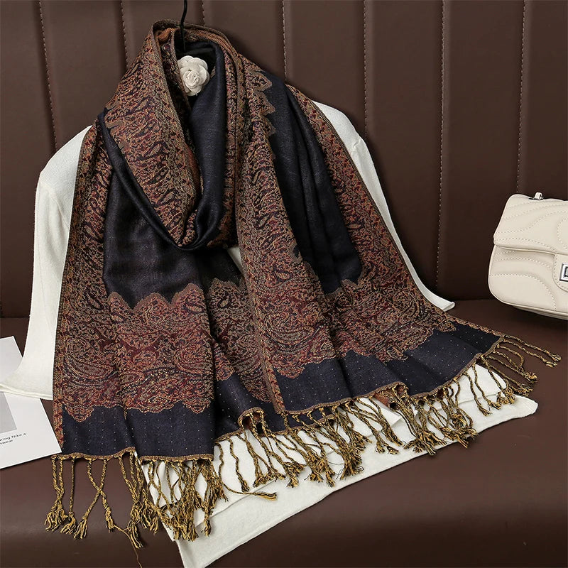 Pashmina Wrap Cashmere-look Women's 70x190cm Soft Winter Scarf Four Seasons Warm Foulard Elegant Scarf | Sansoti