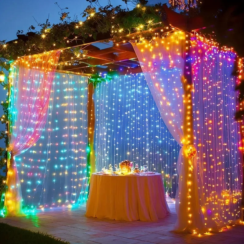 Guirlande lumineuse LED pour rideau USB, 8 modes d’éclairage, blanc chaud, rose, bleu, éclairage d’ambiance, fêtes, chambre, jardin, décoration de Noël | Sansoti