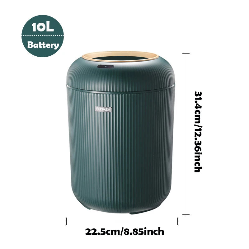 Prullenbak Sensor Automatisch 10L Wit Groen Zwart Houten Poten Woonkamer Badkamer 0,3s Infrarood Deksel Slimme Vuilnisbak Keuken | Sansoti
