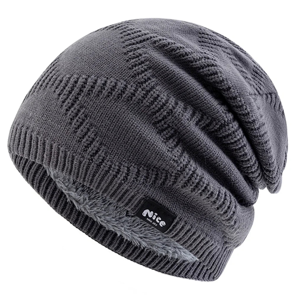 Gebreide Wintermuts Unisex Fleece Gevoerd Slouchy Beanie Volwassenen Breipatroon Outdoor Hoofddeksel | Sansoti