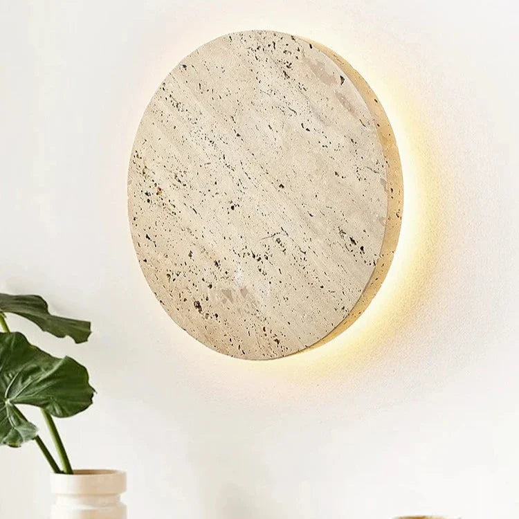 Wandlamp Travertin Rond LED Modern Natuursteen Ø23 Ø30 | Sansoti