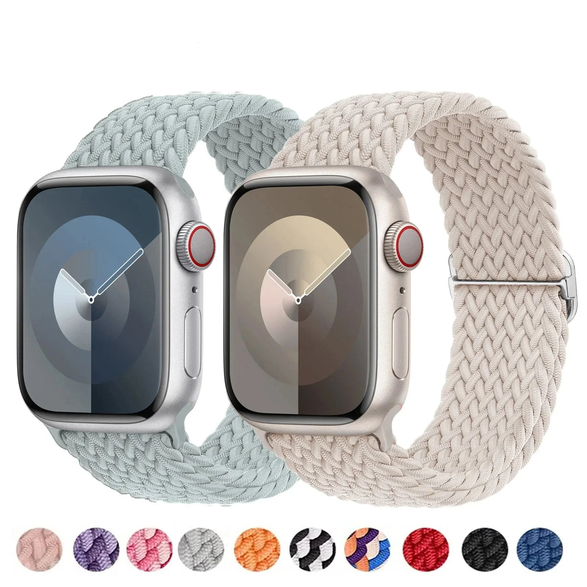 Elastisch gevlochten nylon smartwatch-bandje, 38–49 mm, verstelbaar en ademend, sportband voor Apple Watch | Sansoti