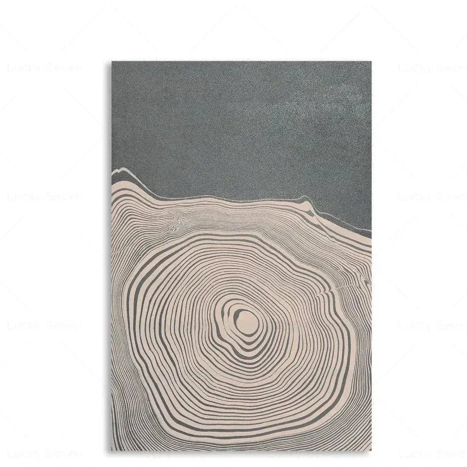 Abstract Canvas Schilderij met Boomringen Patroon - Moderne Wanddecoratie - Natuurlijke Kunst voor Woonkamer en Slaapkamer | Sansoti