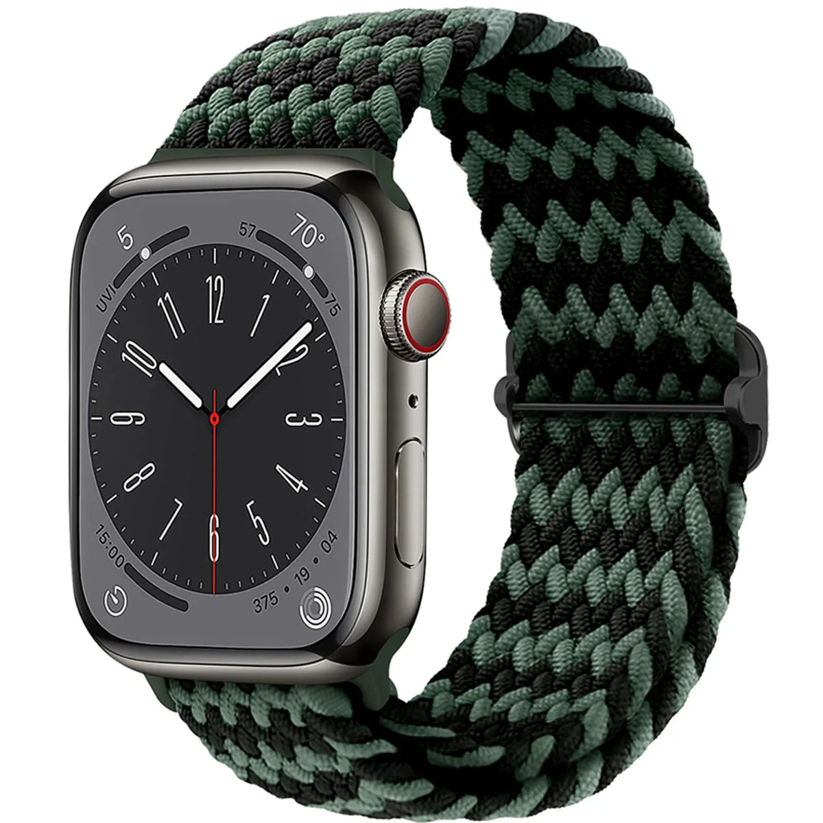 Elastisch gevlochten nylon smartwatch-bandje, 38–49 mm, verstelbaar en ademend, sportband voor Apple Watch | Sansoti